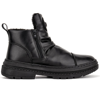 Men's Comfortable Leather Motorcycle Boots Work Boots Waterproof Anti-Slip Anti-Sprain