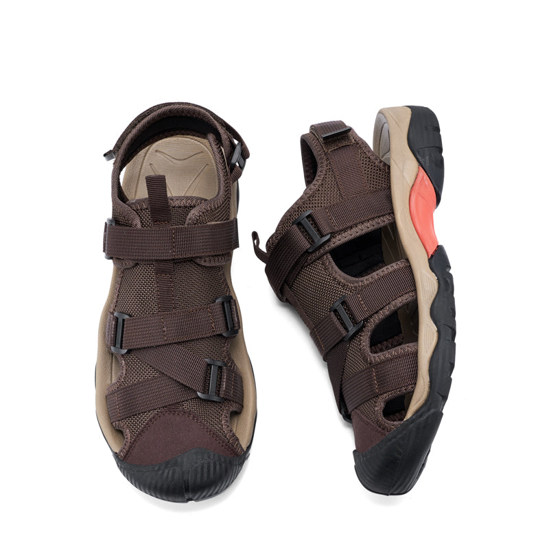 (💥Top Rated Choice) Men’s Outdoor Sport Sandals – Closed Toe, Adjustable Straps, Arch Support, Slip-Resistant for Hiking, Beach & Work