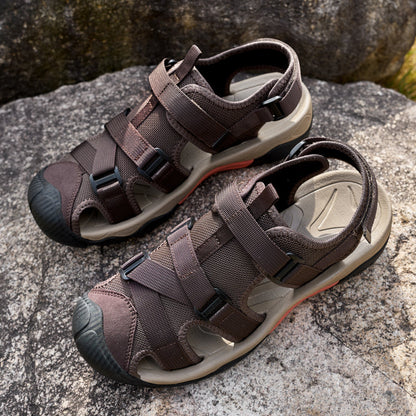 (💥Top Rated Choice) Men’s Outdoor Sport Sandals – Closed Toe, Adjustable Straps, Arch Support, Slip-Resistant for Hiking, Beach & Work
