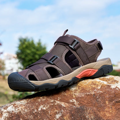 (💥Top Rated Choice) Men’s Outdoor Sport Sandals – Closed Toe, Adjustable Straps, Arch Support, Slip-Resistant for Hiking, Beach & Work