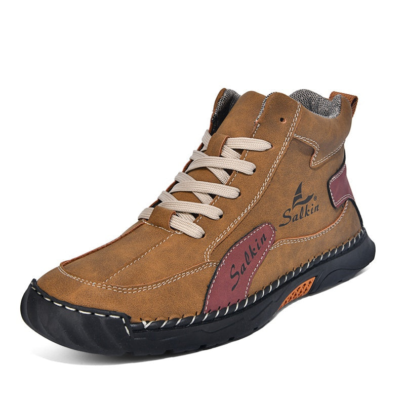 Men’s Handmade Leather Boots – Waterproof, Arch Support, Pressure Relief, Wide Toe Box, Built for Outdoor Comfort