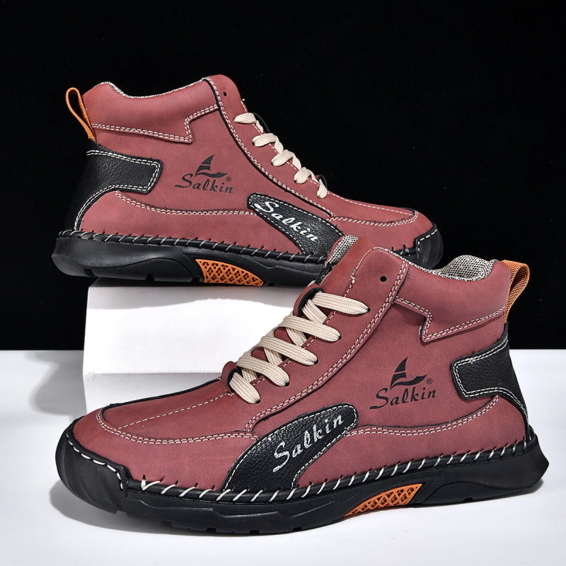 Men’s Handmade Leather Boots – Waterproof, Arch Support, Pressure Relief, Wide Toe Box, Built for Outdoor Comfort