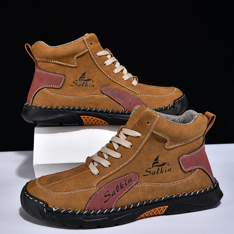 Men’s Handmade Leather Boots – Waterproof, Arch Support, Pressure Relief, Wide Toe Box, Built for Outdoor Comfort