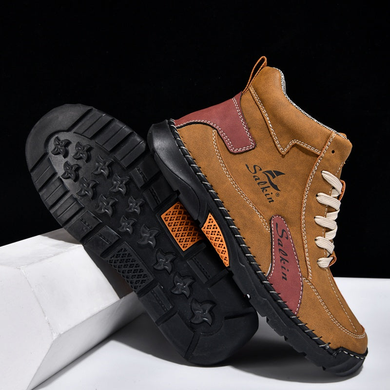 Men’s Handmade Leather Boots – Waterproof, Arch Support, Pressure Relief, Wide Toe Box, Built for Outdoor Comfort