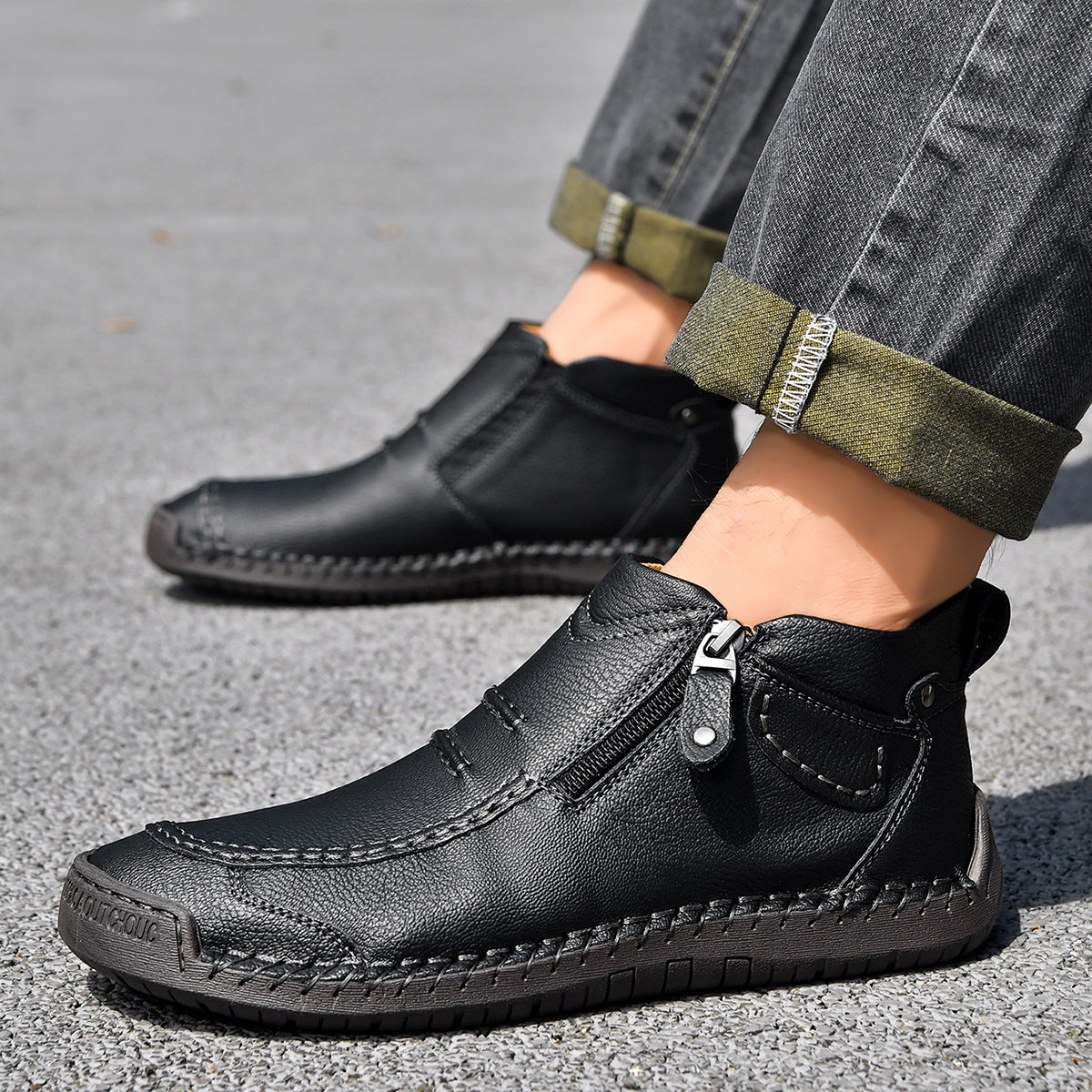 ⏰Limited Time Sale 70% OFF– Men’s Handmade Leather Driving Boots | Wide Toe, Arch Support, Waterproof, Pressure Relief, Non-Slip Comfort for Everyday & Travel