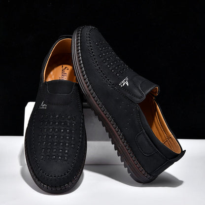 Men’s Orthotic Leather Shoes – Arch Support, Wide Toe Box, Breathable, Lightweight & Slip-Resistant