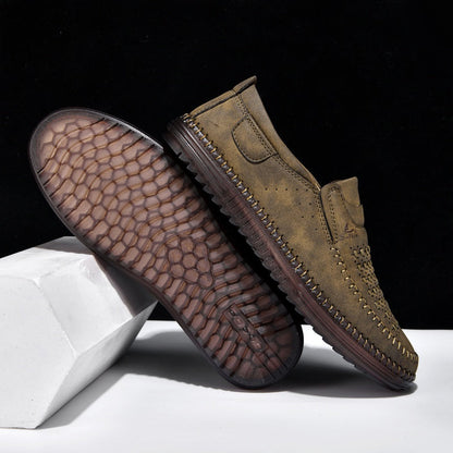 Men’s Orthotic Leather Shoes – Arch Support, Wide Toe Box, Breathable, Lightweight & Slip-Resistant
