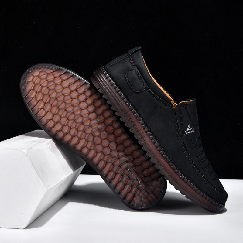 Men’s Orthotic Leather Shoes – Arch Support, Wide Toe Box, Breathable, Lightweight & Slip-Resistant