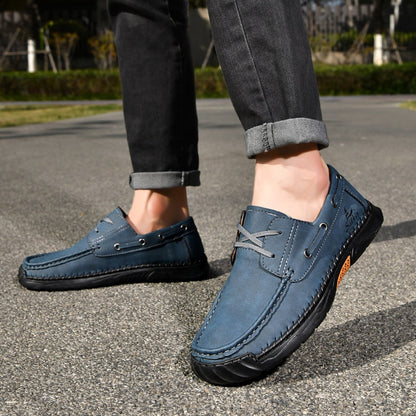(💥Top Rated Choice)  Men’s Orthopedic Premium Handmade Leather Boat Shoes – Pressure Relief, Waterproof, Slip-Resistant, Wide Toe, Arch&Ankle Support for Everyday & Travel