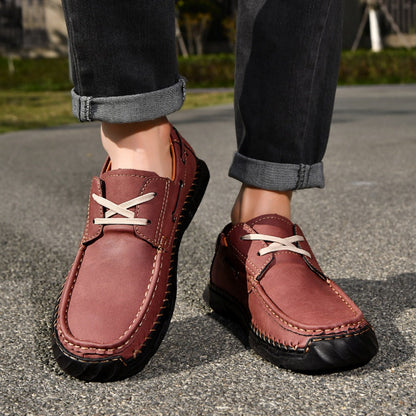 (💥Top Rated Choice)  Men’s Orthopedic Premium Handmade Leather Boat Shoes – Pressure Relief, Waterproof, Slip-Resistant, Wide Toe, Arch&Ankle Support for Everyday & Travel