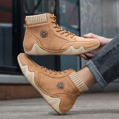 ⏰Limited-Time 70% OFF – Men’s Handmade Orthopedic Leather Boots – Wide Toe Box, Waterproof, Arch Support & Pressure Relief