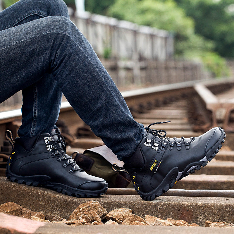 ⏰Limited Time Sale 70% OFF-Men’s Handmade Premium Leather Slip-On Driving Boots – Wide Toe, Arch Support, Waterproof, Pressure Relief, Non-Slip Sole for Casual, Travel&Outdoor