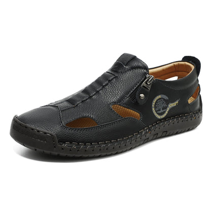 (⏳NOW ON: 70% OFF Sale! 🔥)Mens Casual Shoes Summer Breathable Sneakers Loafers Walking Shoes Hand Made Lace-Up Leather Dress Flats Shoes for Driving Business Working Office