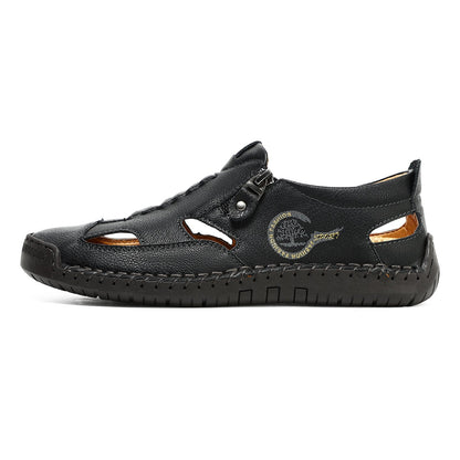 (⏳NOW ON: 70% OFF Sale! 🔥)Mens Casual Shoes Summer Breathable Sneakers Loafers Walking Shoes Hand Made Lace-Up Leather Dress Flats Shoes for Driving Business Working Office