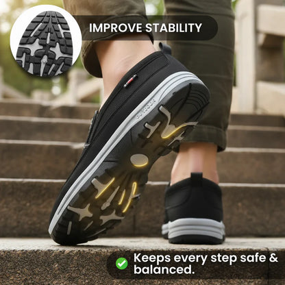 (🎁#8 Best Seller) Men's Slip-On Walking Shoes with Lightweight Cushioned Sole - Waterproof Mesh, Anti-Slip, Wide Toe, Arch Support