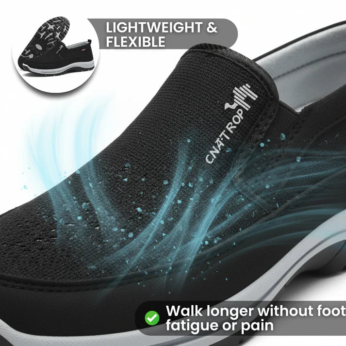 (🎁#8 Best Seller) Men's Slip-On Walking Shoes with Lightweight Cushioned Sole - Waterproof Mesh, Anti-Slip, Wide Toe, Arch Support