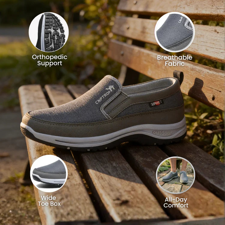 (🎁#8 Best Seller) Men's Slip-On Walking Shoes with Lightweight Cushioned Sole - Waterproof Mesh, Anti-Slip, Wide Toe, Arch Support