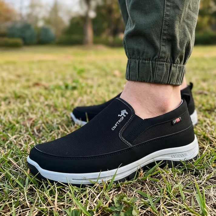 (🎁#8 Best Seller) Men's Slip-On Walking Shoes with Lightweight Cushioned Sole - Waterproof Mesh, Anti-Slip, Wide Toe, Arch Support