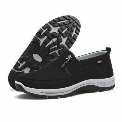 (🎁#8 Best Seller) Men's Slip-On Walking Shoes with Lightweight Cushioned Sole - Waterproof Mesh, Anti-Slip, Wide Toe, Arch Support