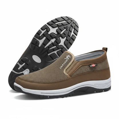 (🎁#8 Best Seller) Men's Slip-On Walking Shoes with Lightweight Cushioned Sole - Waterproof Mesh, Anti-Slip, Wide Toe, Arch Support