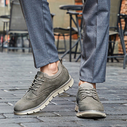 💥 12 HOURS. NO PAIN. – Men’s Vintage Leather Oxford Sneakers – Lightweight, Breathable, Arch Support, Flexible Non-Slip Sole