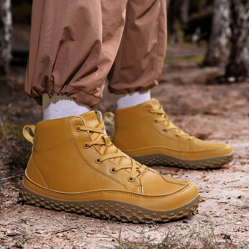 ⏰Limited-Time 70% OFF –Men's Barefoot Orthopedic Hiking Boots – Comfortable Leather, Arch Support, Non-Slip, Lace-Up Combat Boots for Work & Outdoors