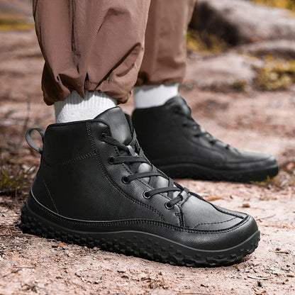 ⏰Limited-Time 70% OFF –Men's Barefoot Orthopedic Hiking Boots – Comfortable Leather, Arch Support, Non-Slip, Lace-Up Combat Boots for Work & Outdoors