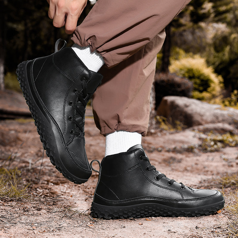 ⏰Limited-Time 70% OFF –Men's Barefoot Orthopedic Hiking Boots – Comfortable Leather, Arch Support, Non-Slip, Lace-Up Combat Boots for Work & Outdoors