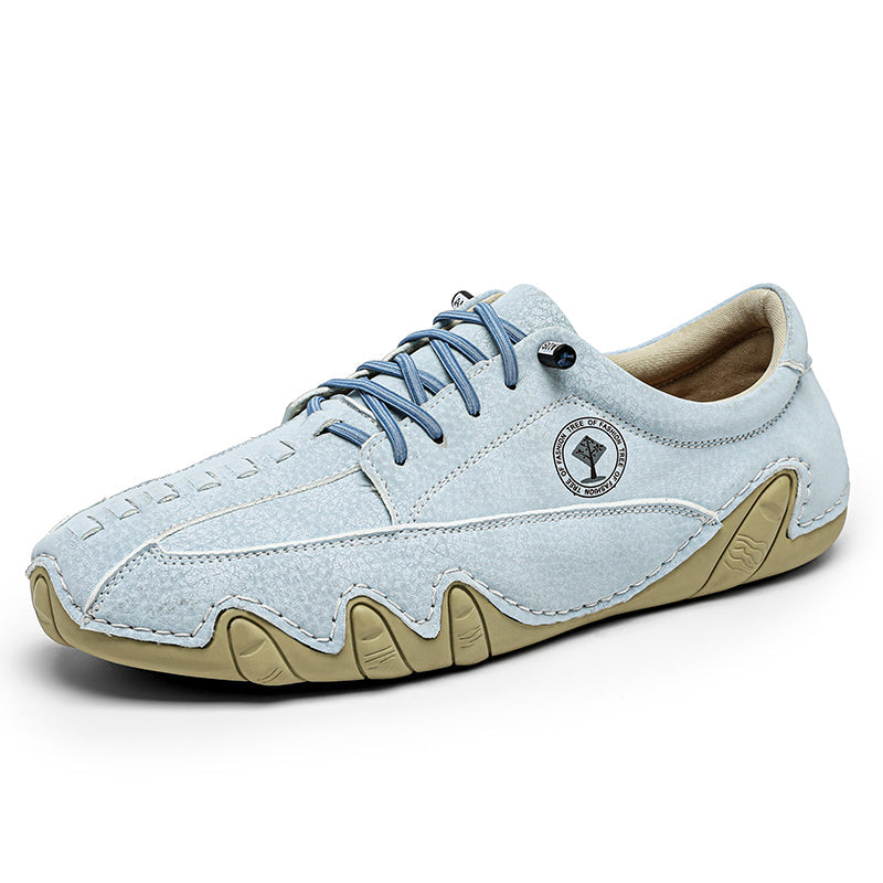 (⏰NOW ON: 53% OFF Independence Day Sale! 🔥)Mens Casual Shoes Summer Breathable Sneakers Loafers Walking Shoes Hand Made Lace-Up Leather Dress Flats Shoes for Driving Business Working Office