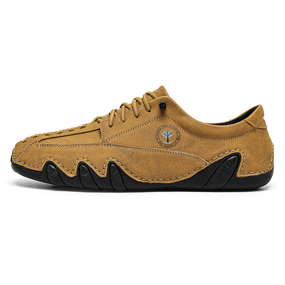 (⏰NOW ON: 53% OFF Independence Day Sale! 🔥)Mens Casual Shoes Summer Breathable Sneakers Loafers Walking Shoes Hand Made Lace-Up Leather Dress Flats Shoes for Driving Business Working Office