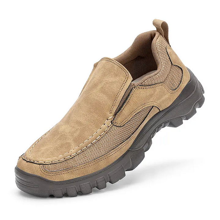(Medical Certification) Men's Orthopedic Genuine Leather Shoes for Diabetics, Arch Support Hiking Shoes for Plantar Fasciitis