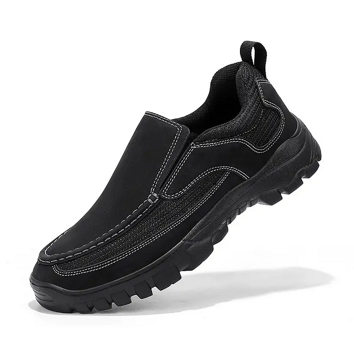 Men's Orthopedic Genuine Leather Relaxed-Fit Slip-On Loafer for Diabetics, Arch Support Hiking Shoes for  everyday casual wear