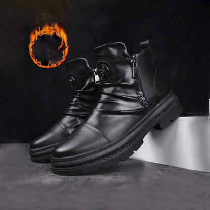 Men's Comfortable Leather Motorcycle Boots Work Boots Waterproof Anti-Slip Anti-Sprain