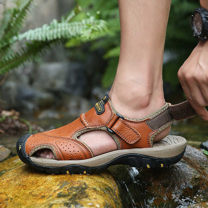 (👨‍⚕️Effect: Relieves Foot Pain) Men's Orthopedic Support Non-slip Sport Sandals Lightweight Trail Hiking Leather Sandals