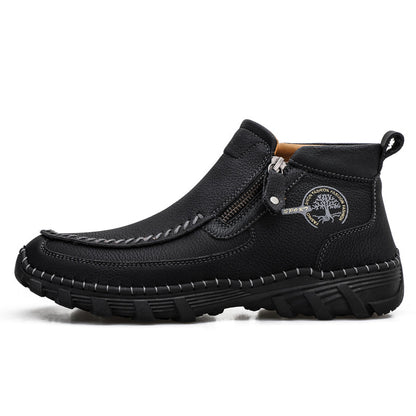 (⏰NOW ON: 70% OFF Sale! 🔥)Men's Premium Motorcycle Boots – Hand-Stitched Genuine Leather, USMCA Recommended - Wide Toe, Waterproof, Anti-Slip, Anti-Sprain, Ortho Support, Suitable for Riding, Work, Driving, Hiking
