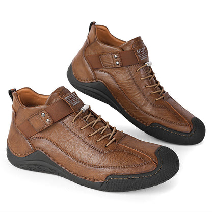 ⏰Limited-Time 70% OFF–Men’s Orthopedic Handmade Leather Hiking&Work Boots–Waterproof, Slip-Resistant, Wide Toe, Arch&Ankle Support  for Everyday&Travel