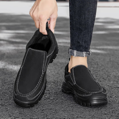 Men's Orthopedic Genuine Leather Relaxed-Fit Slip-On Loafer for Diabetics, Arch Support Hiking Shoes for  everyday casual wear