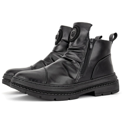 Men's Comfortable Leather Motorcycle Boots Work Boots Waterproof Anti-Slip Anti-Sprain