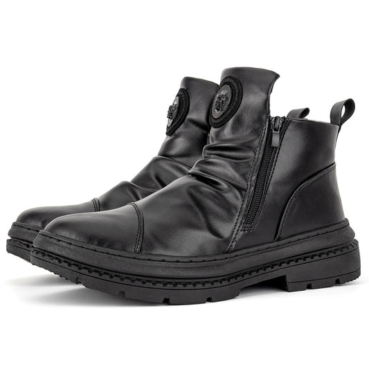Men's Comfortable Leather Motorcycle Boots Work Boots Waterproof Anti-Slip Anti-Sprain