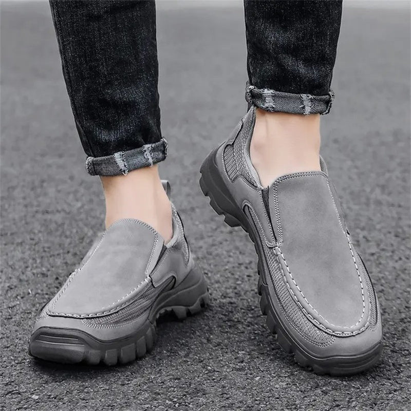 (Medical Certification) Men's Orthopedic Genuine Leather Shoes for Diabetics, Arch Support Hiking Shoes for Plantar Fasciitis