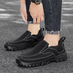 (Medical Certification) Men's Orthopedic Genuine Leather Shoes for Diabetics, Arch Support Hiking Shoes for Plantar Fasciitis