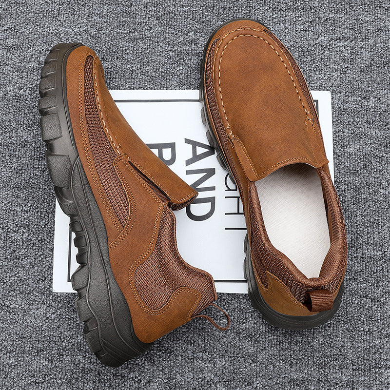 Men's Orthopedic Genuine Leather Relaxed-Fit Slip-On Loafer for Diabetics, Arch Support Hiking Shoes for  everyday casual wear
