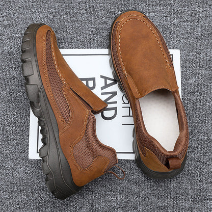 Men's Orthopedic Genuine Leather Relaxed-Fit Slip-On Loafer for Diabetics, Arch Support Hiking Shoes for  everyday casual wear